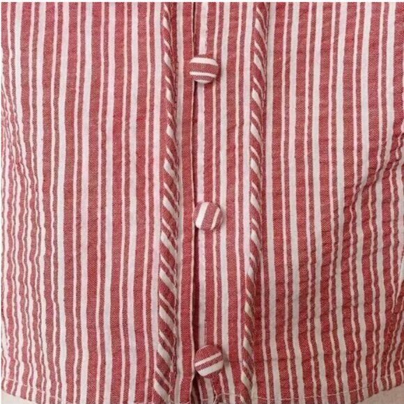 NEW Zara Cotton striped puff sleeve crop top in Red and White, Size L - Picture 10 of 15